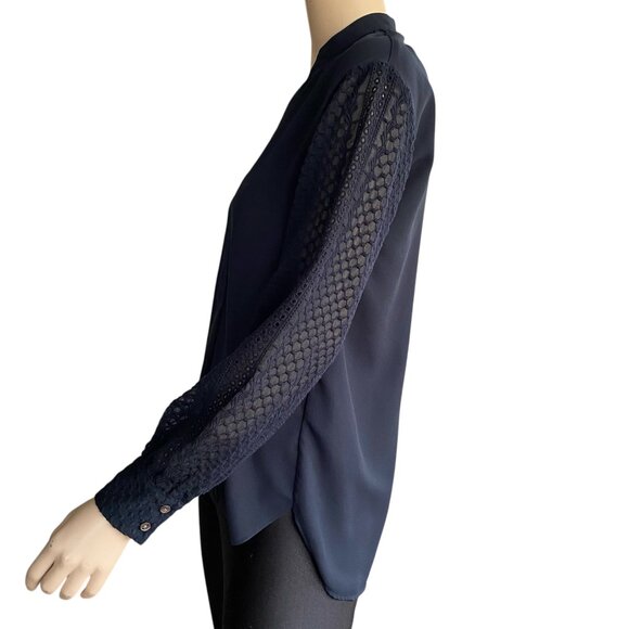 Club Monaco Oversized Chemise Blouse Shirt Navy Sz XS - Picture 3 of 12